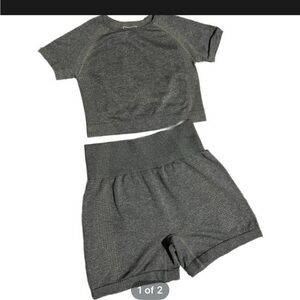 Seamless short set, charcoal, Women's large